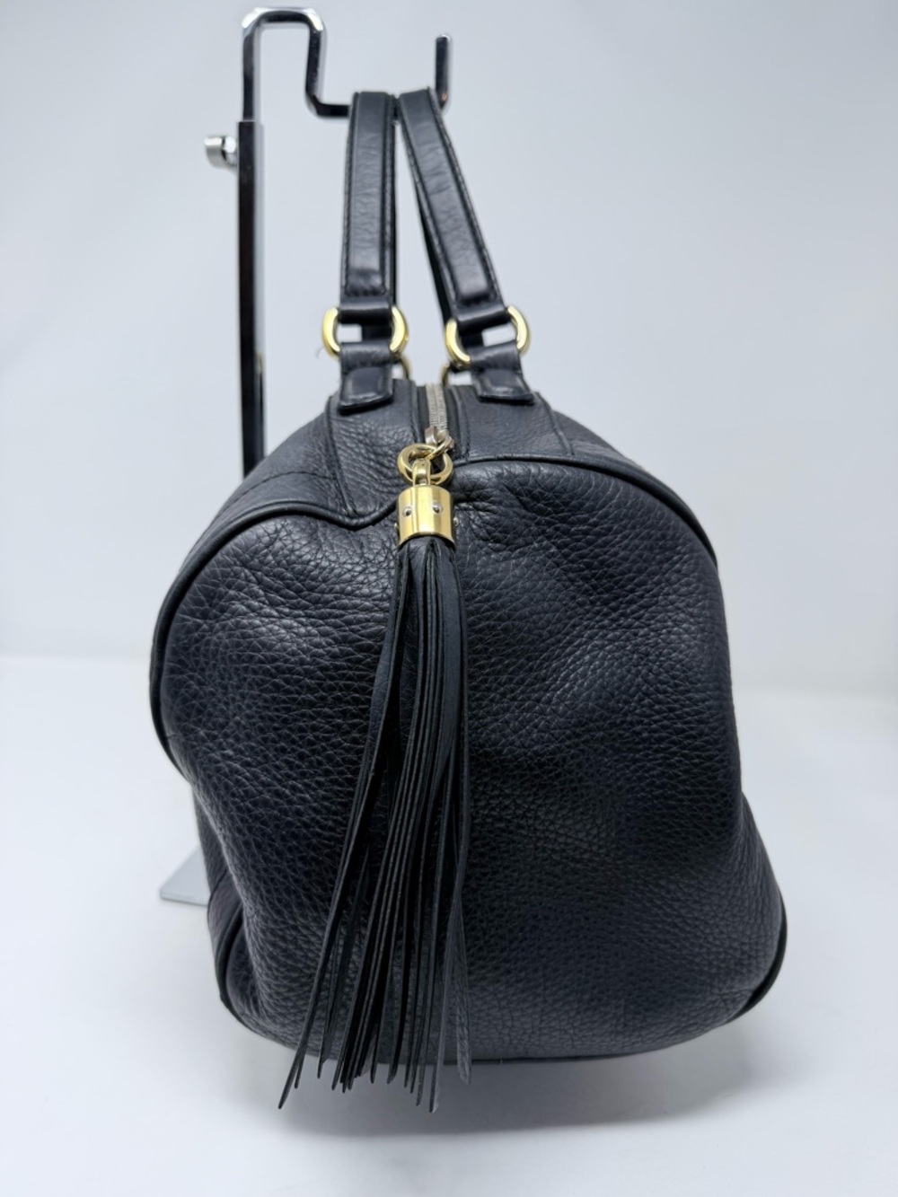 Gucci Black Pebbled Leather Barrel Hobo Satchel - Picture 6 of 10